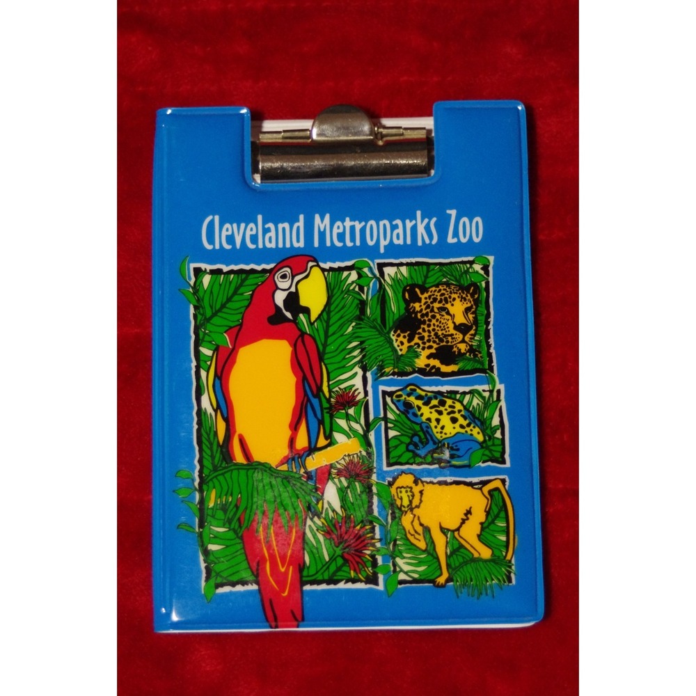 Vtg 80s 90s Vinyl Cleveland Metroparks Zoo Kids Blue Jungle‎ Animals Notebook